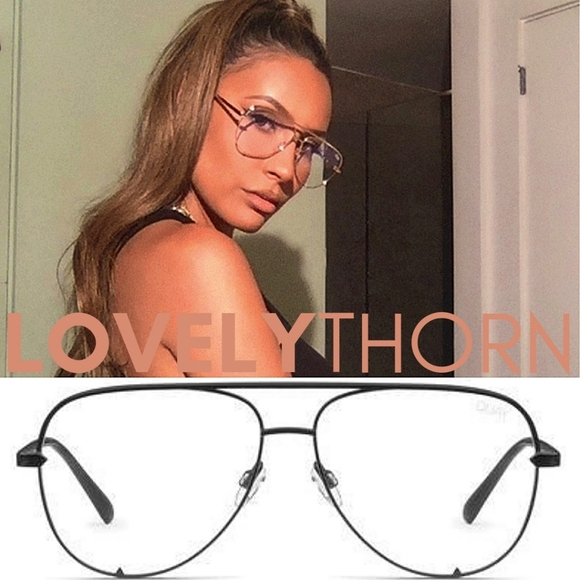 QUAY // lt ed desi collab high key mini 60mm black frame blue light aviators - Picture 5 of 16